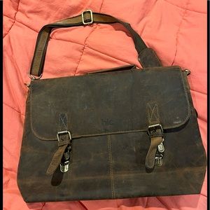 Brown leather messenger bag